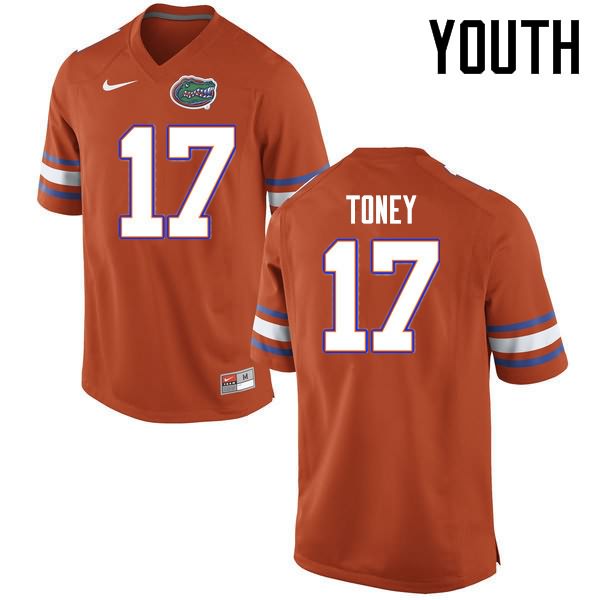 Youth NCAA Florida Gators Kadarius Toney #17 Stitched Authentic Nike Orange College Football Jersey FXE7465ZN